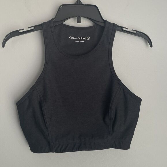 Outdoor Voices Athena Crop Racerback Top Women's Size M Charcoal Gym Athleisure - Picture 3 of 11
